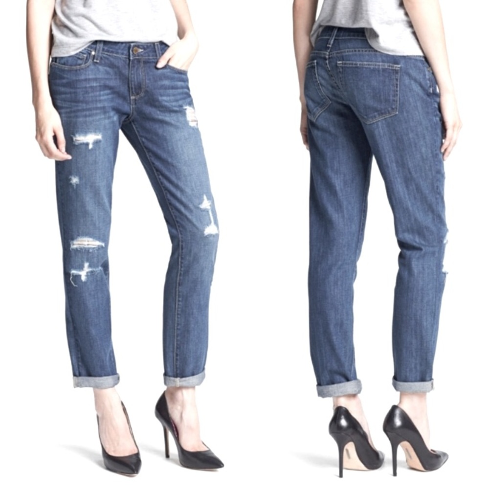 PAIGE blue jeans Jimmy Jimmy straight leg low rise size 30 grunge y2k distressed